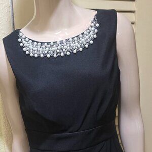 Petit Pearl embellished, black cocktail dress. Connected, size 6 Petit.